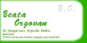 beata orgovan business card