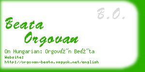 beata orgovan business card